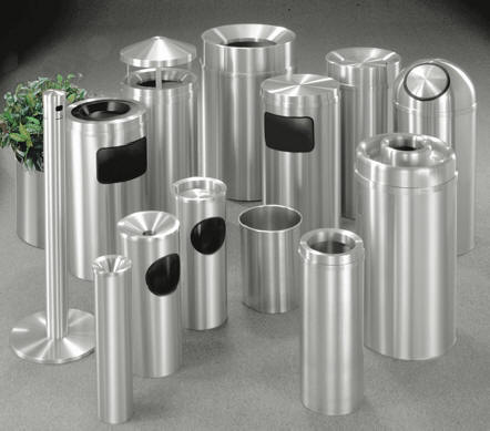 Glaro Satin Aluminum Trash Receptacles