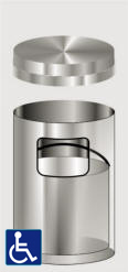 Glaro Flat Top Satin Aluminum Trash Receptacles